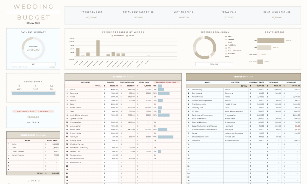 The Complete Wedding Planning Google Sheets Template