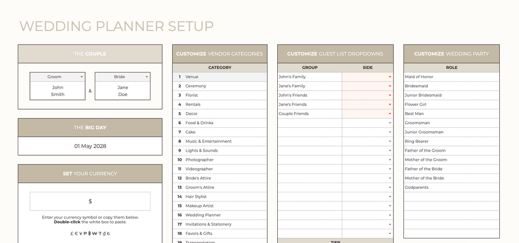 The Complete Wedding Planning Google Sheets Template