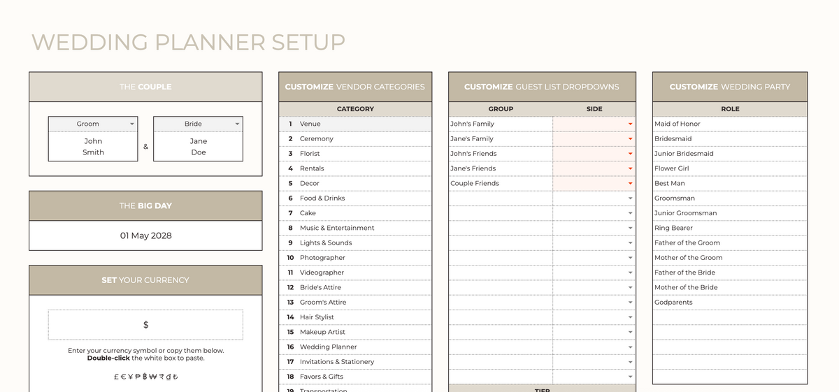 The Complete Wedding Planning Google Sheets Template